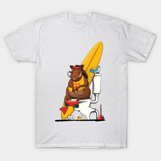 Warthog on the Toilet T-Shirt by InTheWashroom